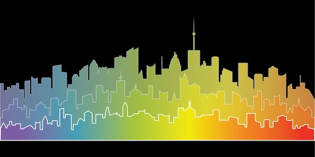 Vektor landschaft der regenbogenstadt