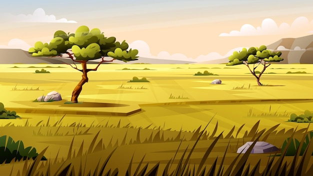 Landschaft der savanne im cartoon-stil