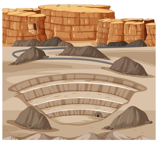 Landschaft mit Bergbau-Steinbruchszene