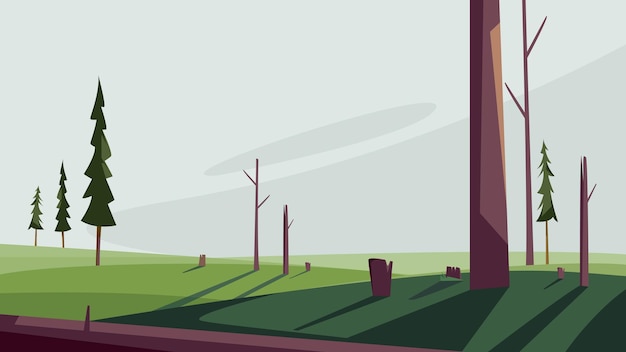 Landschaft mit gefällten Bäumen Tote Naturlandschaft