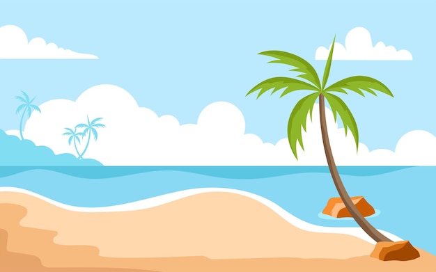 Landschaft, Sommer, tropischer Strand, Hintergrundillustration