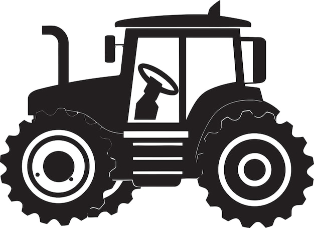 Vektor landschaftliche traktor-illustration in noir vintage traktor-logo-design