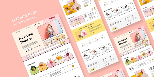Landungsseite der Website der Eiscreme-Laden
