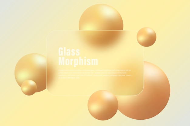Landungsseite im Glasmorphismus-Stil durchsichtige frosted Glas-Scheide mit goldenen Kugeln