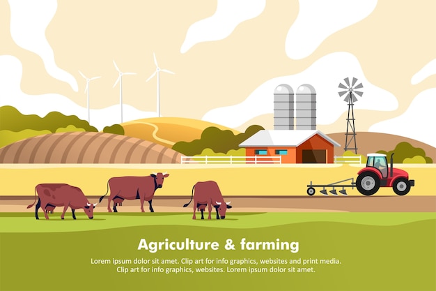 Landwirtschaft und Landwirtschaft. Illustration.