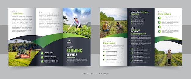 Vektor landwirtschaftliche dienstleistungsbroschüre vorlage landwirtschaftlicher flyer biologischer landwirtschaft dreibrochüre