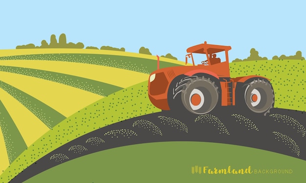 Landwirtschaftliches Banner mit einem Traktor auf dem Feld