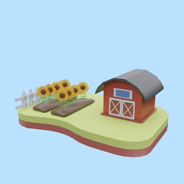 Landwirtschaftsaktivität Landwirtschaftliches Konzept realistischer 3D-Objekt-Cartoon-Stil
