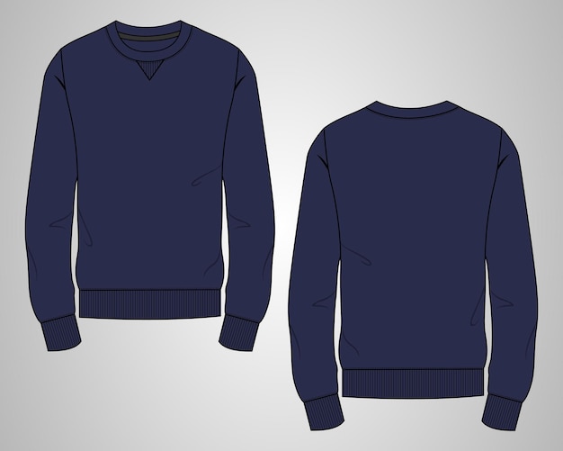 Langarm-Sweatshirt Technische Mode flache Skizze Vektorillustrationsvorlage