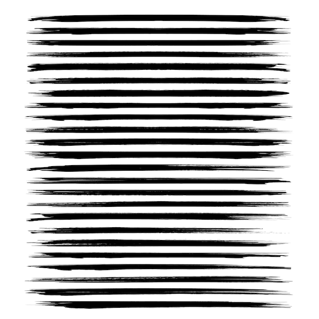 Lange schwarze abstrakte Texturstriche, isoliert auf weißem Hintergrund