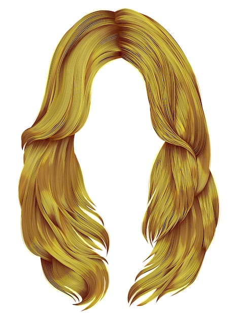 Langes Haar der trendigen Frau lokalisiert auf Weiß