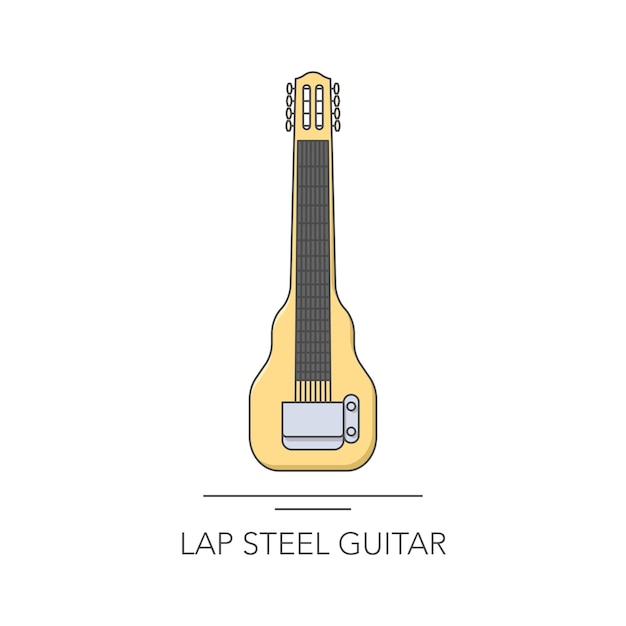 Lap-steel-slide-gitarre umreißt bunte symbol vektor-illustration