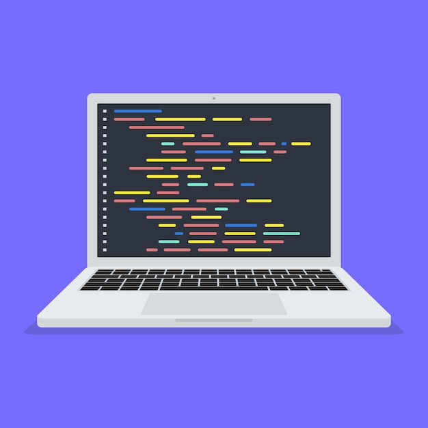 Laptop-Bildschirmcode isoliert auf lila