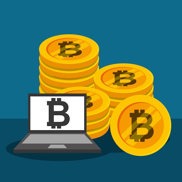 Laptop Bitcoin Kryptowährung Geld Geschäft