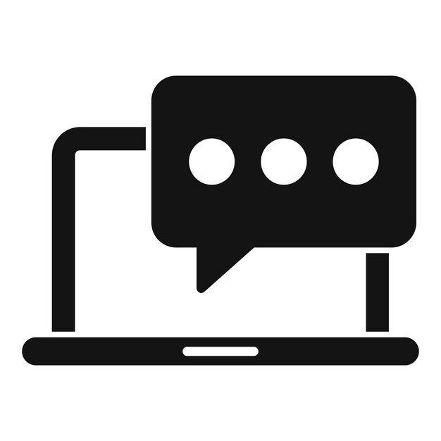 Laptop-Chat-Symbol, einfacher Vektor. Rufen Sie den Kunden an. E-Mail-Informationen