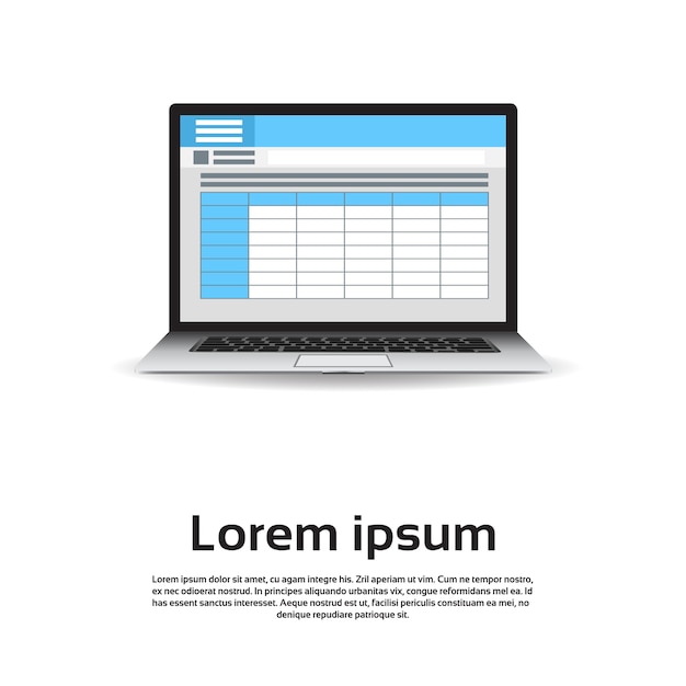 Laptop-computer-monitor-leere tabelle infographic-vektor-illustration