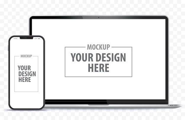 Vektor laptop-computer und handy. bildschirmvorlage für digitale geräte