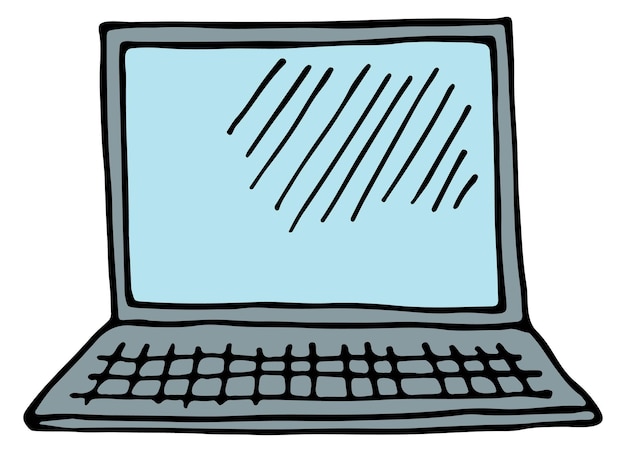 Vektor laptop-doodle-symbol mobiler computer digitales gerät