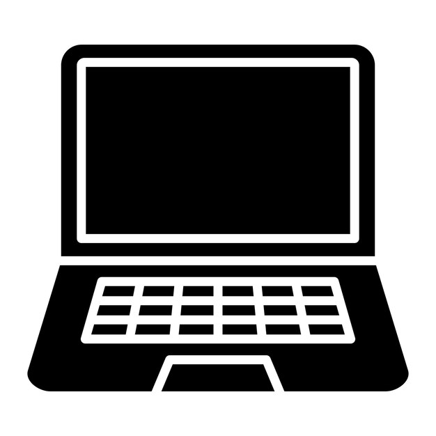 Laptop-Glyphe, solide schwarze Illustration