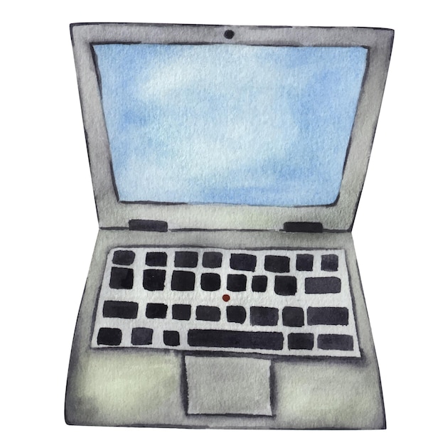 Laptop isoliert auf weißem Hintergrund Aquarell-Illustration