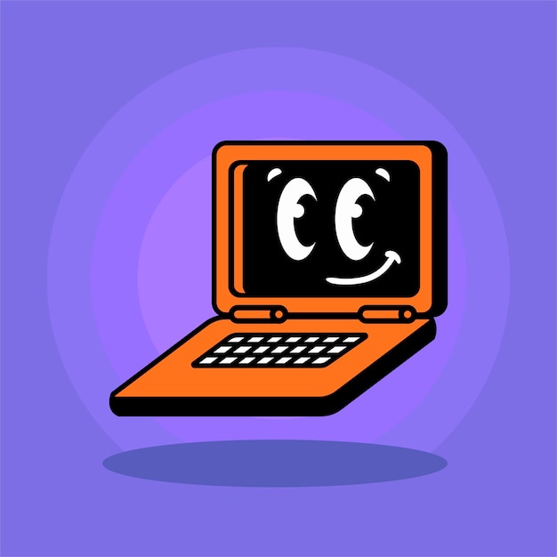 Laptop-Maskottchen, eine lustige Zeichentrickfigur