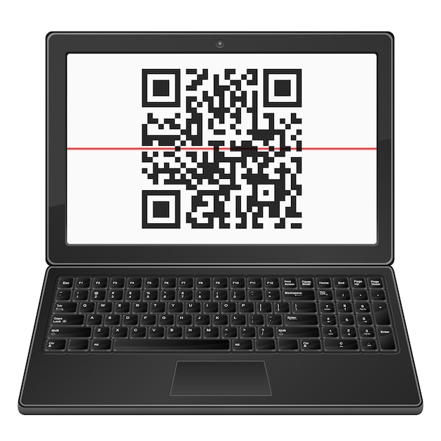 Laptop mit QR-Barcode