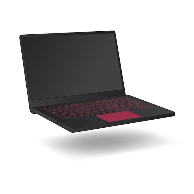 Laptop mit schwarzer Farbe des leeren Bildschirms lokalisiert auf hoher ausführlicher Vektorillustration des weißen Hintergrundes