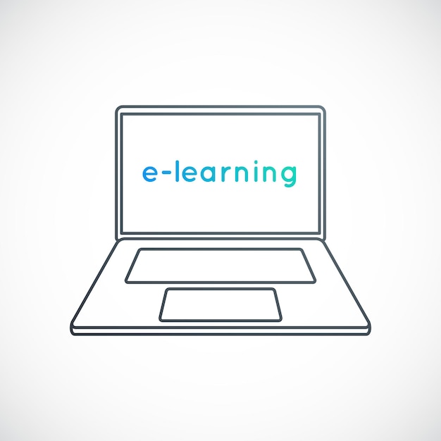 Laptop mit text-e-learning auf einem bildschirm