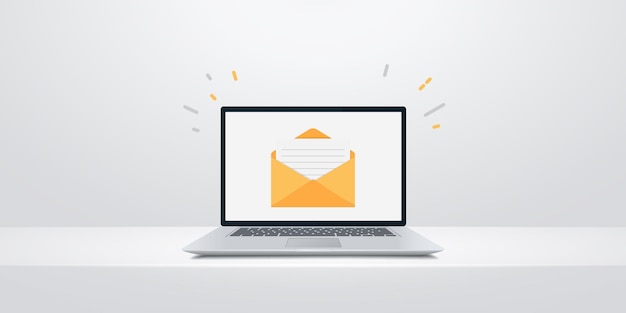 Laptop mit Umschlag neue wmail-Benachrichtigung