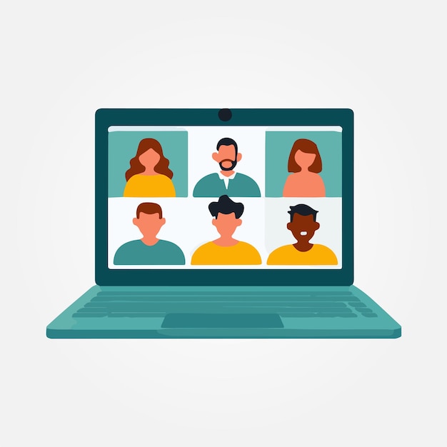 laptop mit videoanruf auf dem bildschirm minimalistische vektorillustration