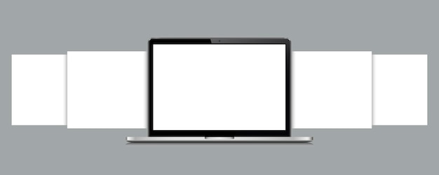 Laptop-modell mit leeren wireframing-seiten