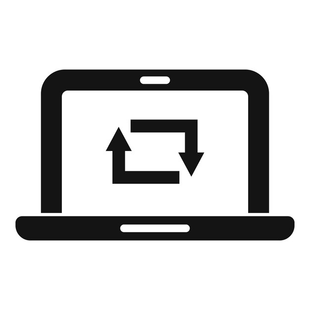 Laptop-Repost-Symbol einfacher Vektor Repost-Seite Datenprüfung