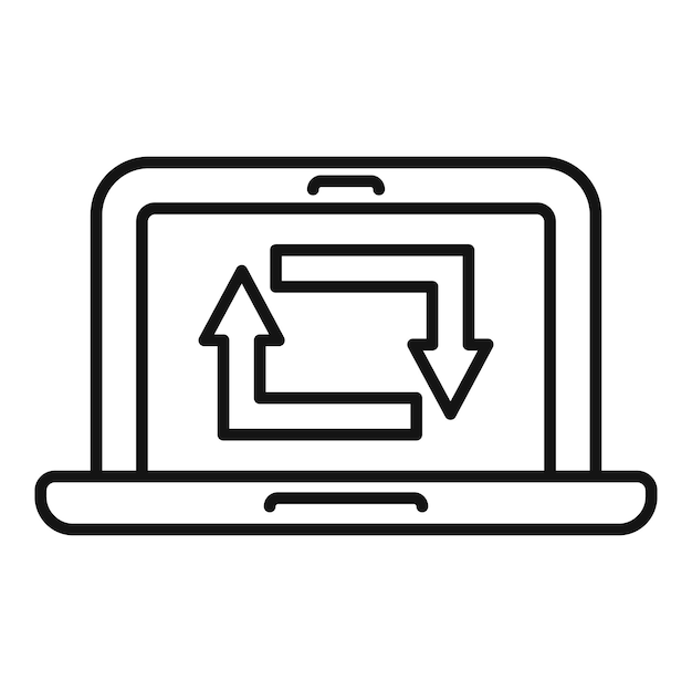 Laptop-Repost-Symbol-Umrissvektor Repost-Seite Datenprüfung