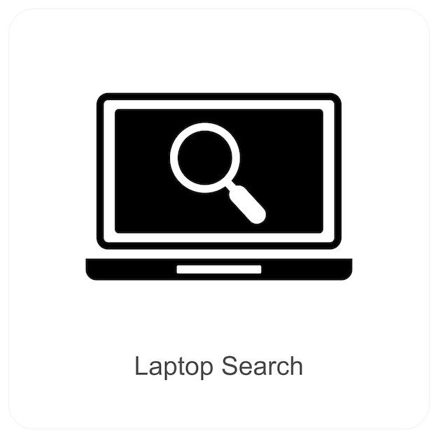 Laptop-Such- und Such-Ikonenkonzept