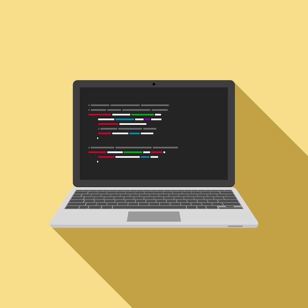 Laptop-Symbol mit Code-Editor auf dem Bildschirm.
