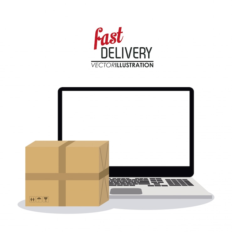 Vektor laptop und paket-symbol