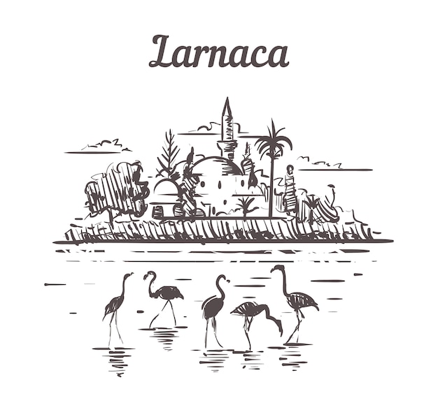 Larnaca, zypern skizzieren landschaft