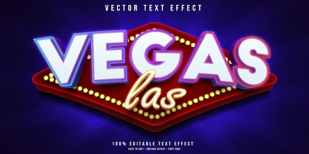 Vektor las vegas 3d-texteffekt mit casino-werbetafel
