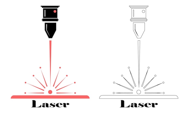 Lasergravurmaschinen-Vektor-Ikonen-Design und Logo-Vorlage