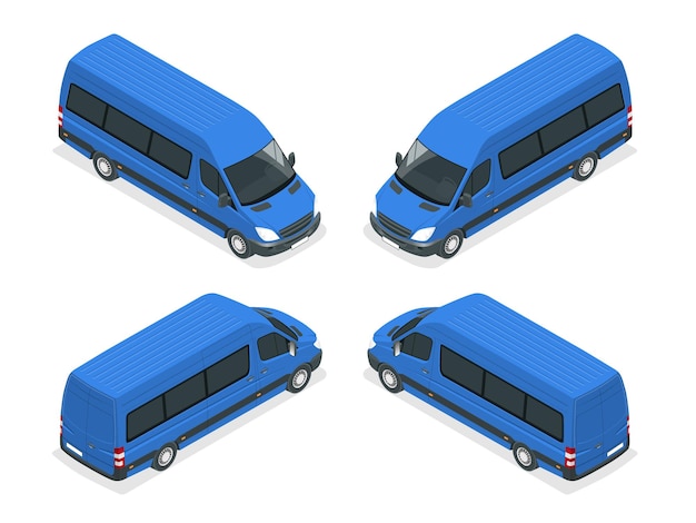 Lastwagen vektorisometrischer transport. nutzfahrzeug. lieferwagen. flache vektor-illustration lieferservice-konzept