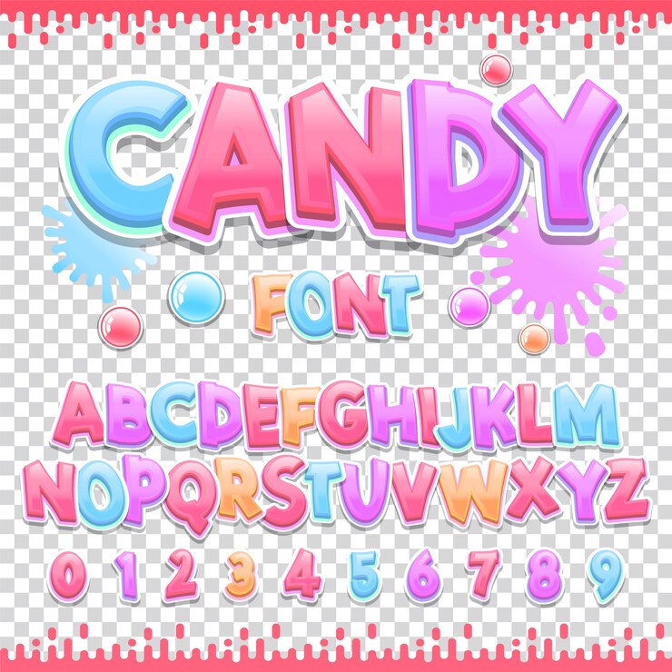 Lateinische Schriftart für Süßigkeiten