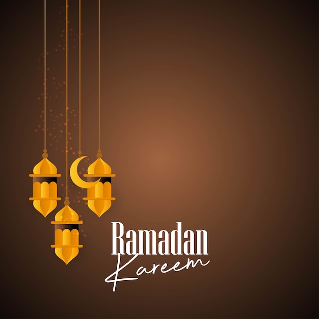 Laterne mit kreativer ramadan-kareem-typografie