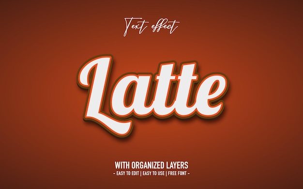 Latte-Texteffekt auf braunem Hintergrund