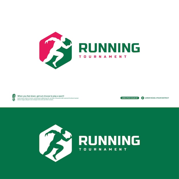 Laufclub-Logo-Vorlage. Marathon-Turnier logptype Identität des Sportteams