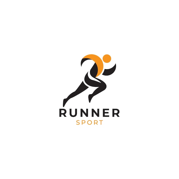 Laufende athleten-logo-design sprint- oder streckenläufer-konzept-vektorillustration
