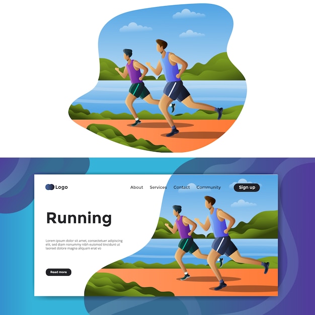 Vektor laufende illustration landingpage oder web template