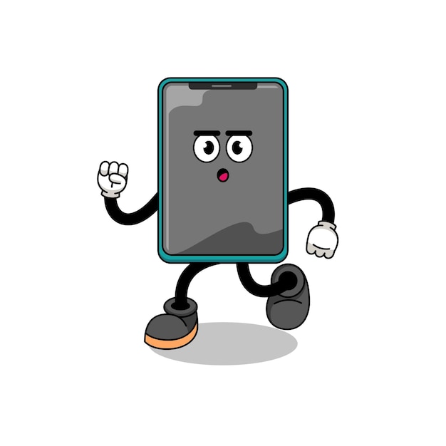 Laufende smartphone-maskottchen-illustration