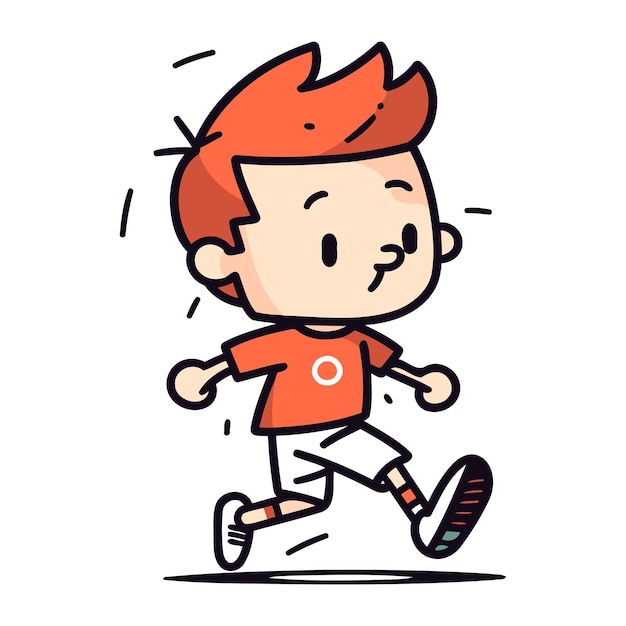 Laufender cartoon-junge vektorillustration schöne cartoon-junge beim joggen