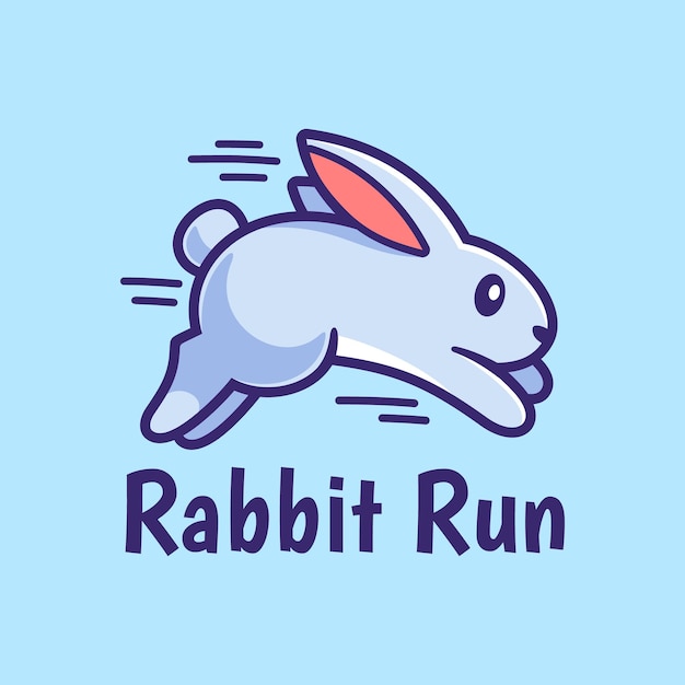 Vektor laufendes kaninchen-cartoon-logo-design