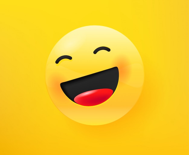 Vektor lautes emoticon laut lachen. editierbare illustration im 3d-comic-stil